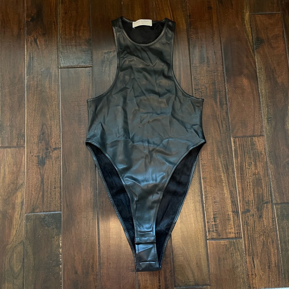 Salt Murphy - Black Faux Leather Bodysuit